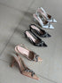 Crystal Embedded Close Toe Sling Back Heels